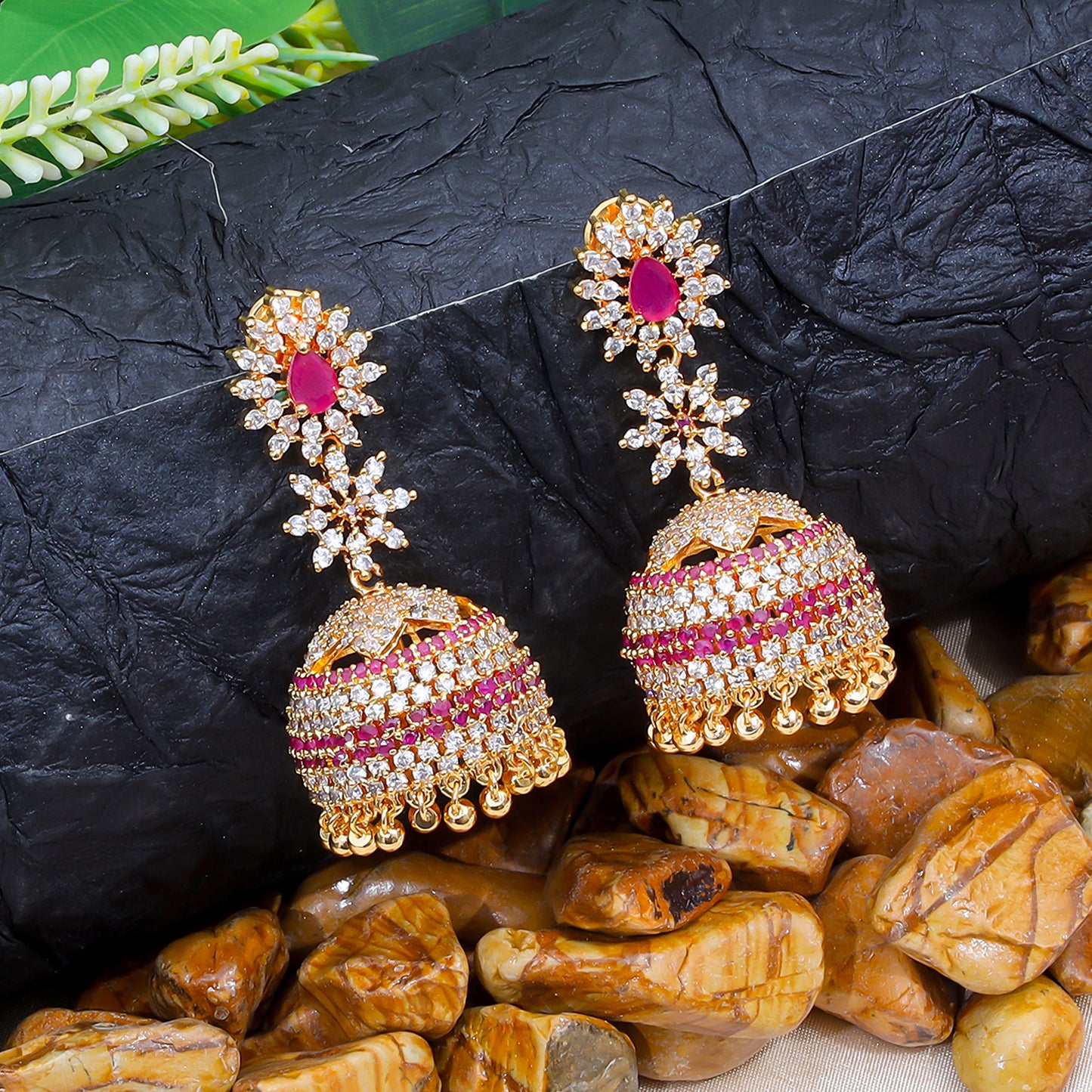 American Daimond Jhumka Set