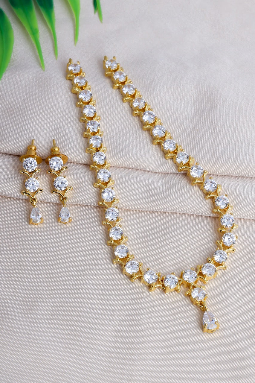 Gold-Plated Pearl Drop Necklace and Earring Set