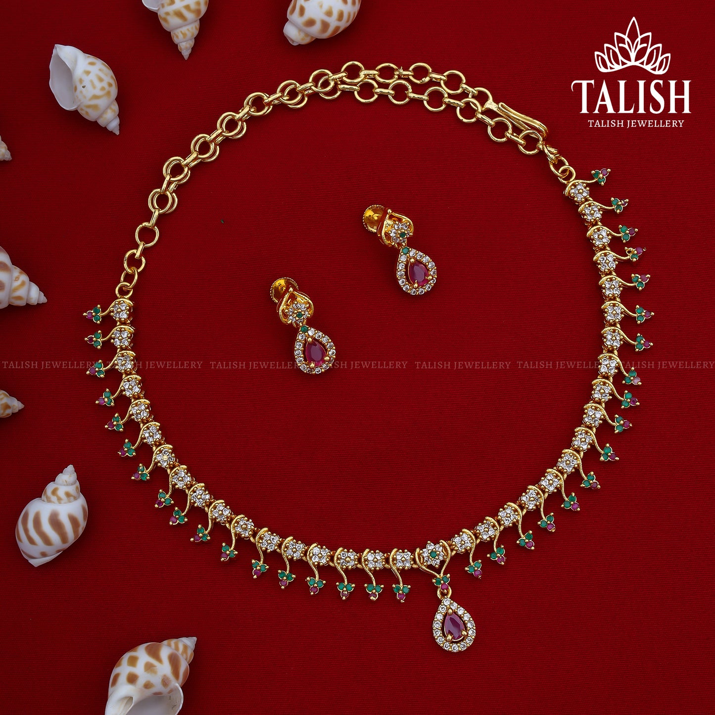 American Daimond Desginer Necklace Set With Earrings