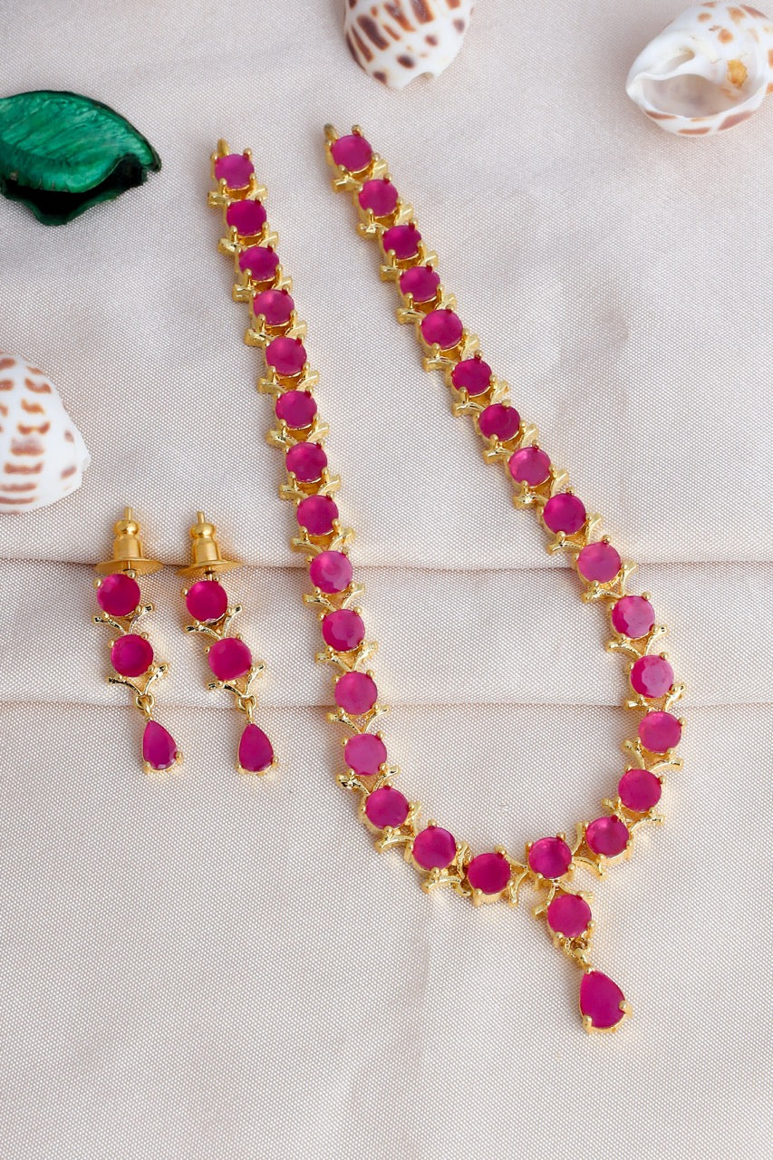 Gold-Plated Pearl Drop Necklace and Earring Set