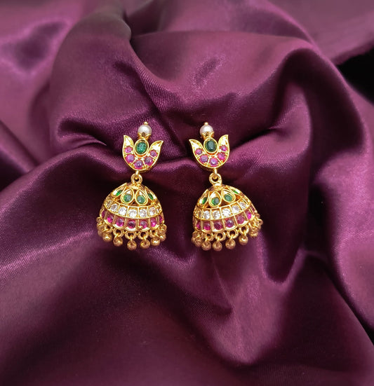 Premium Micro Plated Jhumka design ruby and green color