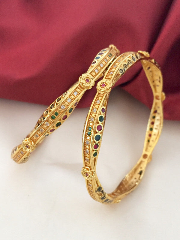 American Diamond Stones Bangles - 2Pcs