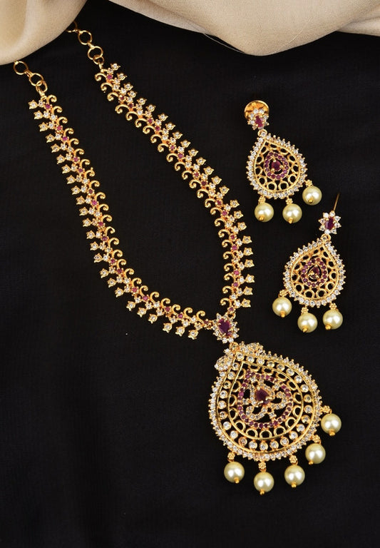 American Daimond Desginer Necklace Set With Earrings-Talish