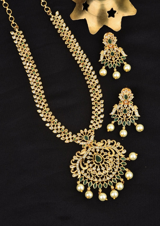 American Daimond Desginer Necklace Set With Earrings-Talish