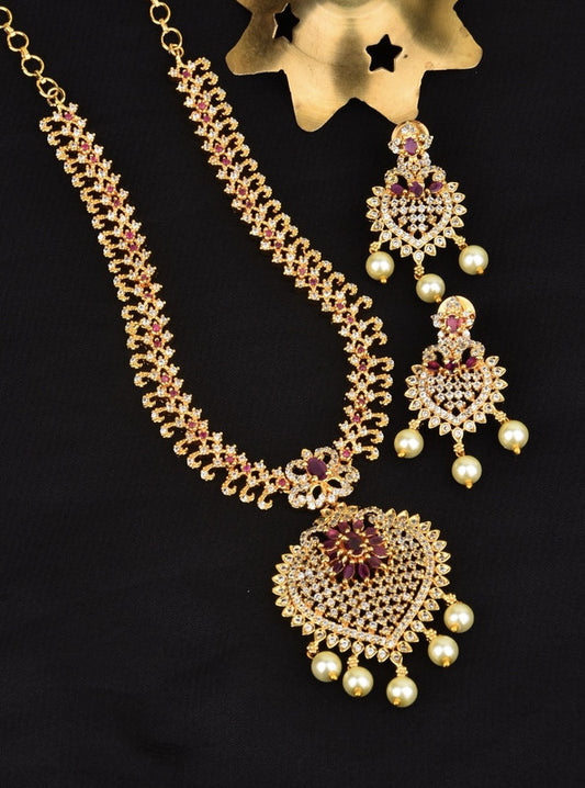 American Daimond Desginer Necklace Set With Earrings-Talish