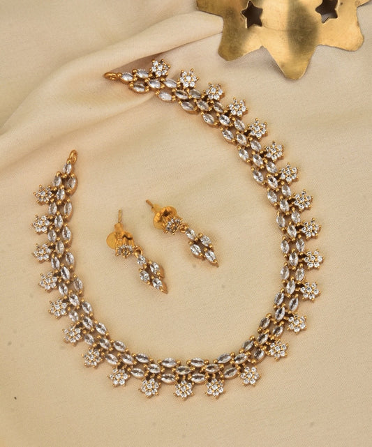 American Daimond Desginer Necklace Set With Earrings-Talish