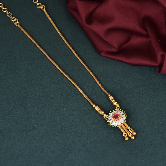 Premium Micro Plated Long chain Pendant  Flower Design  Talish